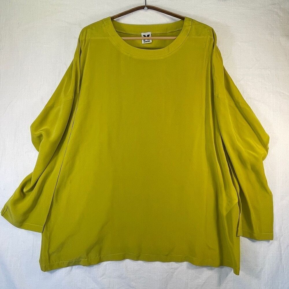 Missoni Green Basic Round Neck Dropped Shoulder Silk Pullover Blouse Size 40